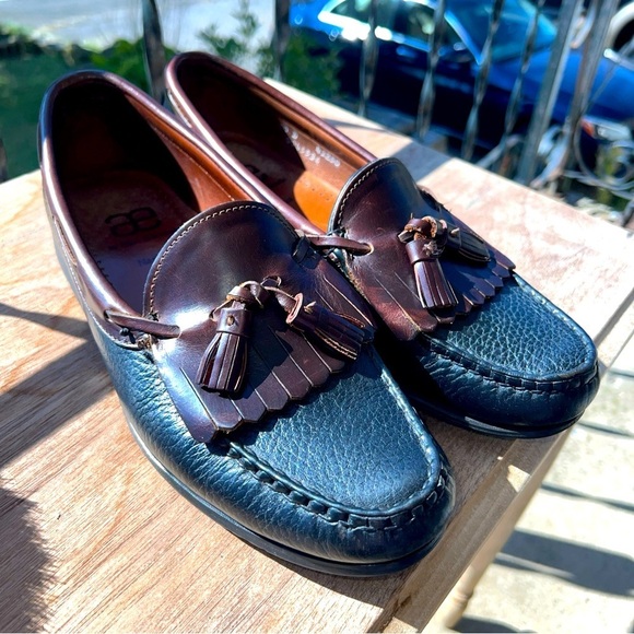Allen Edmonds Loafers Mens Size 10D Nashua Brown/Black Leather Tassel - Picture 1 of 11